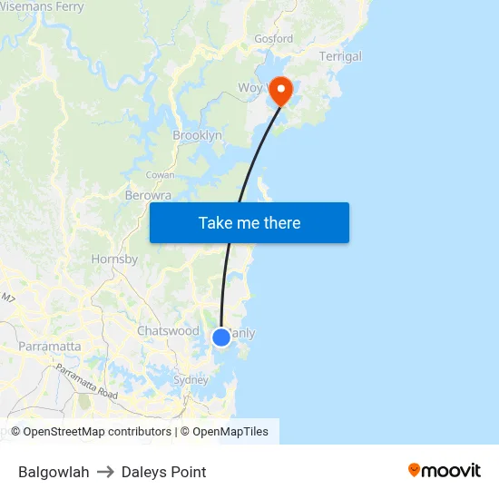 Balgowlah to Daleys Point map