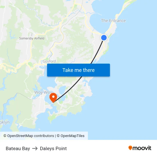 Bateau Bay to Daleys Point map