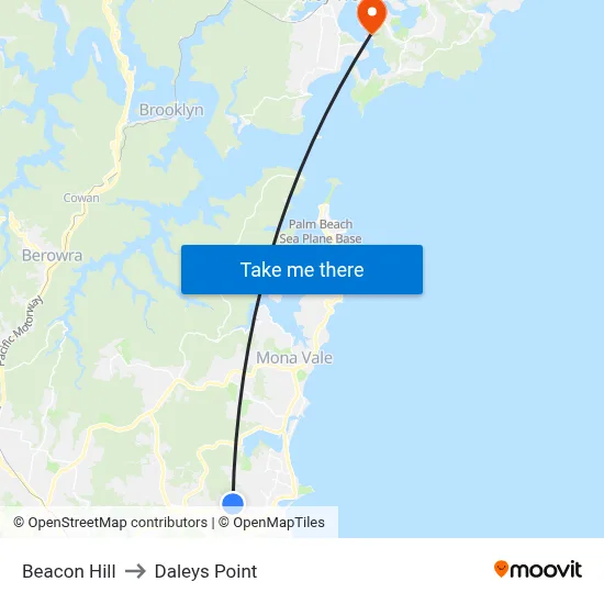 Beacon Hill to Daleys Point map