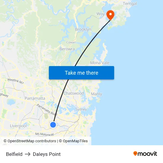 Belfield to Daleys Point map