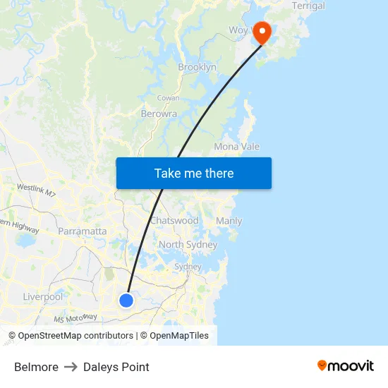 Belmore to Daleys Point map