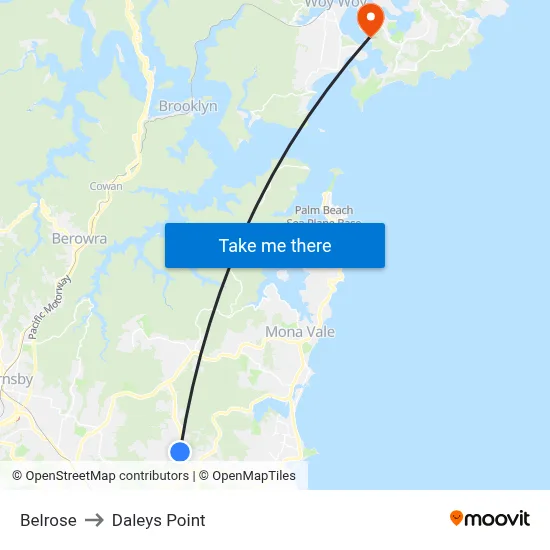 Belrose to Daleys Point map