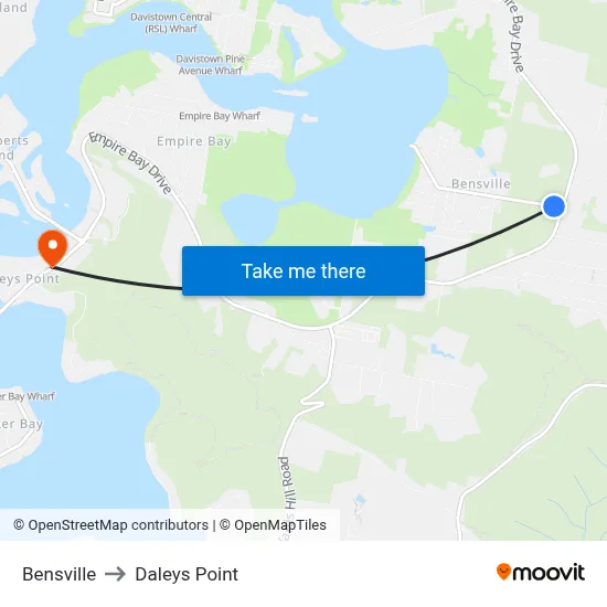 Bensville to Daleys Point map