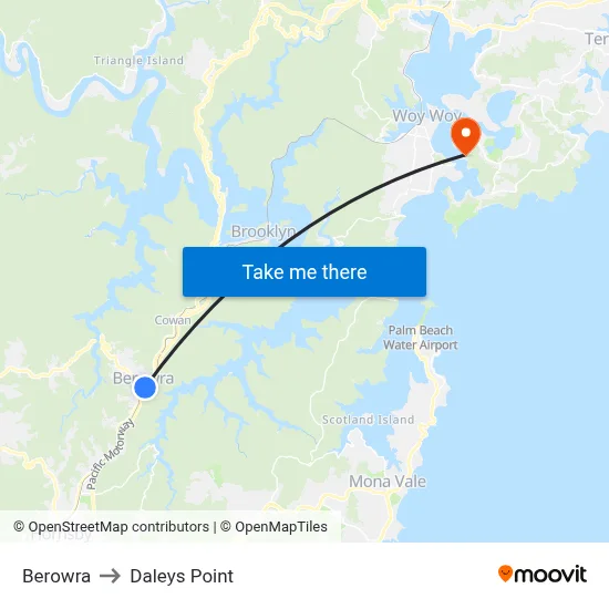 Berowra to Daleys Point map