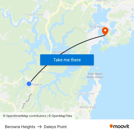 Berowra Heights to Daleys Point map