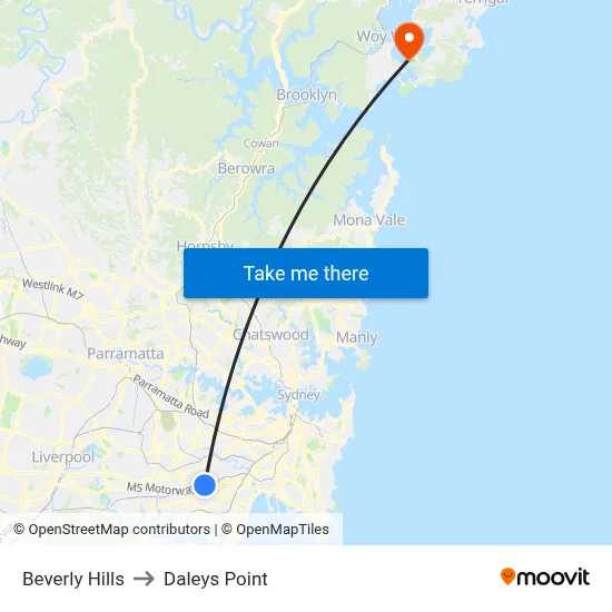 Beverly Hills to Daleys Point map