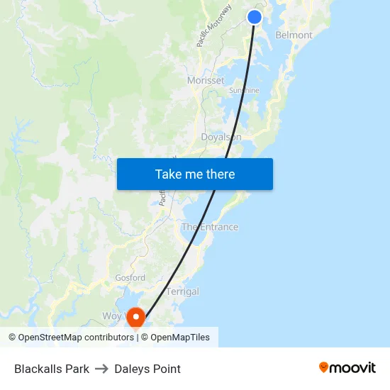 Blackalls Park to Daleys Point map