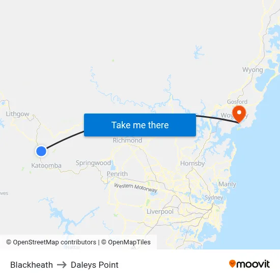 Blackheath to Daleys Point map