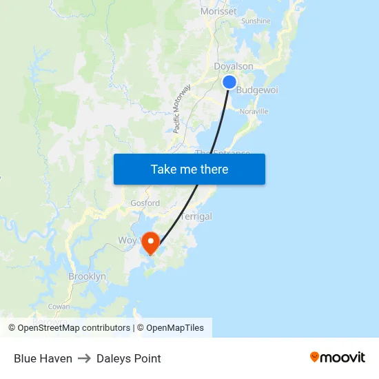 Blue Haven to Daleys Point map