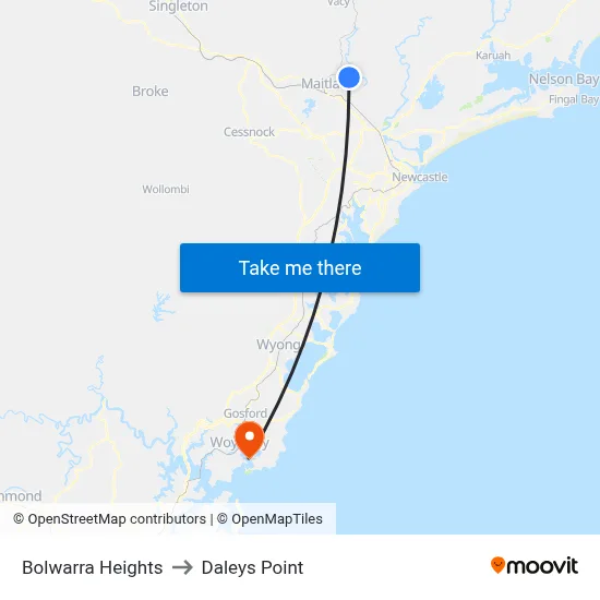 Bolwarra Heights to Daleys Point map