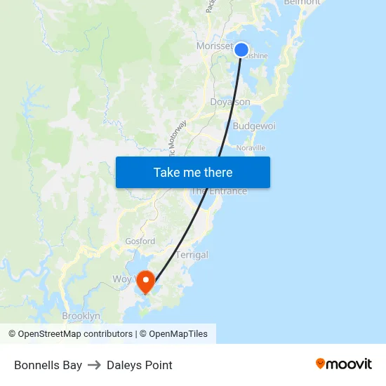 Bonnells Bay to Daleys Point map