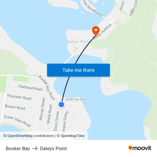 Booker Bay to Daleys Point map