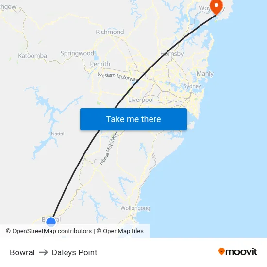 Bowral to Daleys Point map
