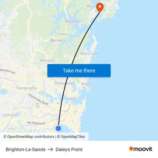 Brighton-Le-Sands to Daleys Point map