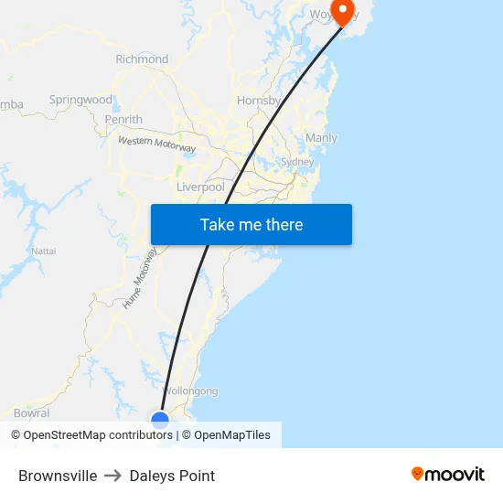 Brownsville to Daleys Point map