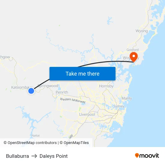 Bullaburra to Daleys Point map