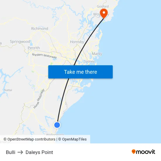 Bulli to Daleys Point map