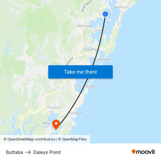 Buttaba to Daleys Point map