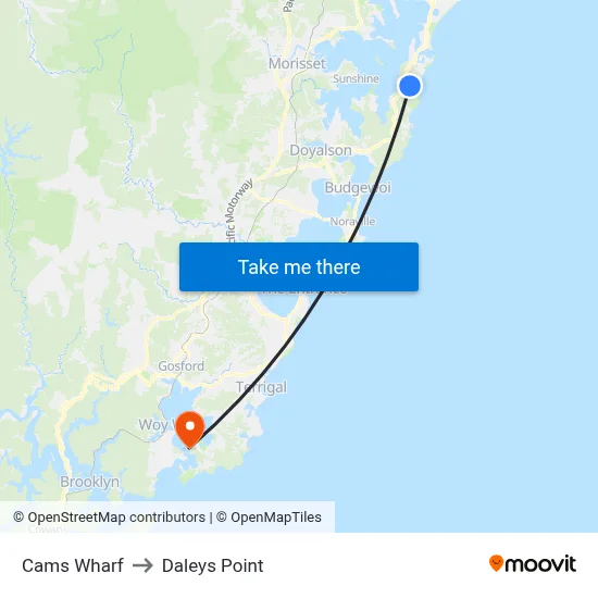Cams Wharf to Daleys Point map
