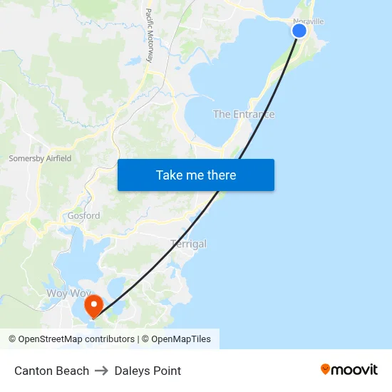 Canton Beach to Daleys Point map