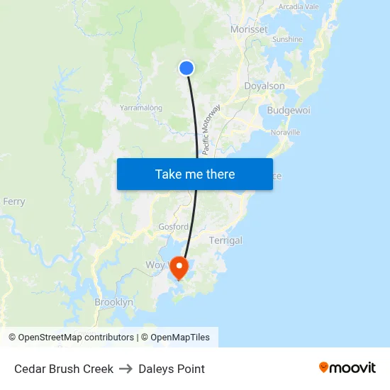 Cedar Brush Creek to Daleys Point map