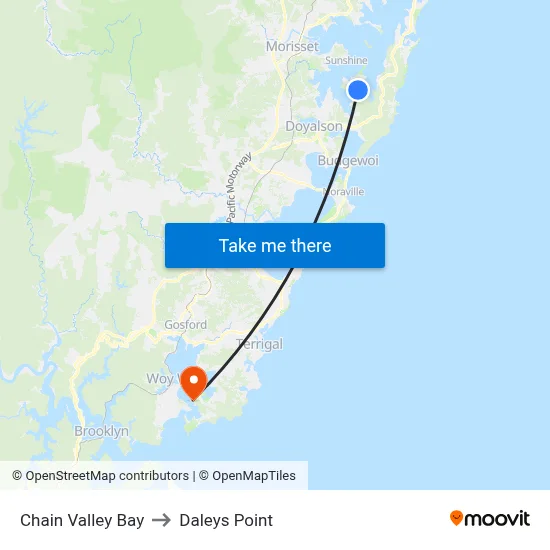 Chain Valley Bay to Daleys Point map