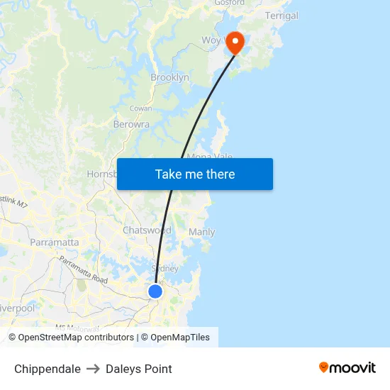 Chippendale to Daleys Point map