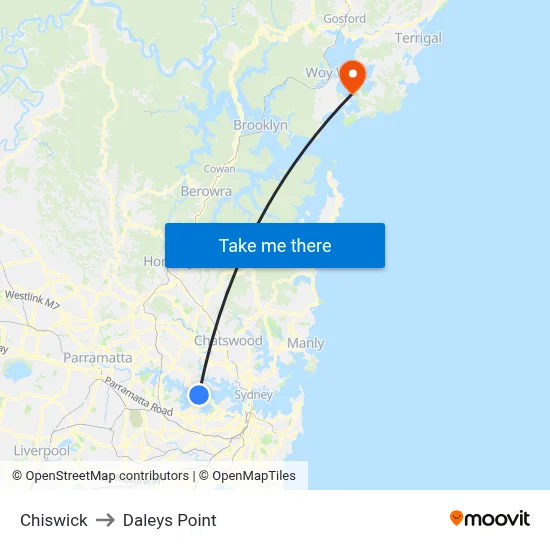Chiswick to Daleys Point map