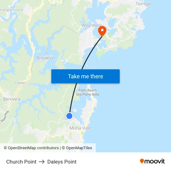 Church Point to Daleys Point map