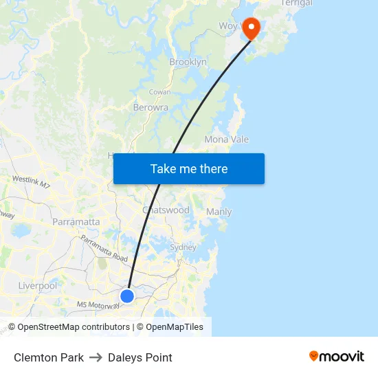 Clemton Park to Daleys Point map