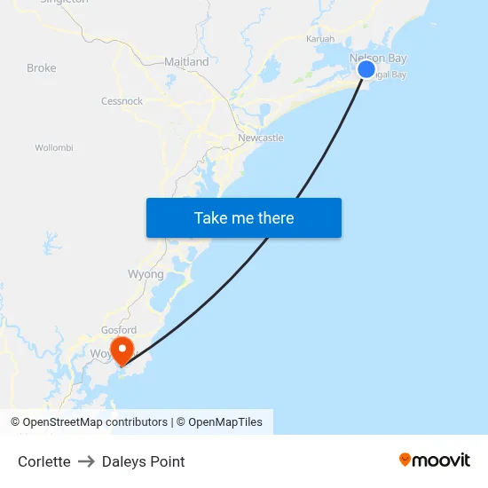 Corlette to Daleys Point map