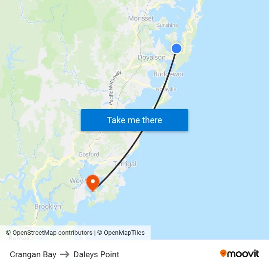 Crangan Bay to Daleys Point map