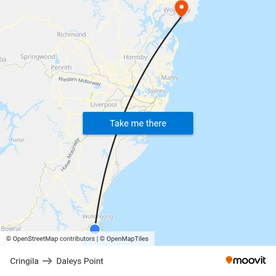 Cringila to Daleys Point map