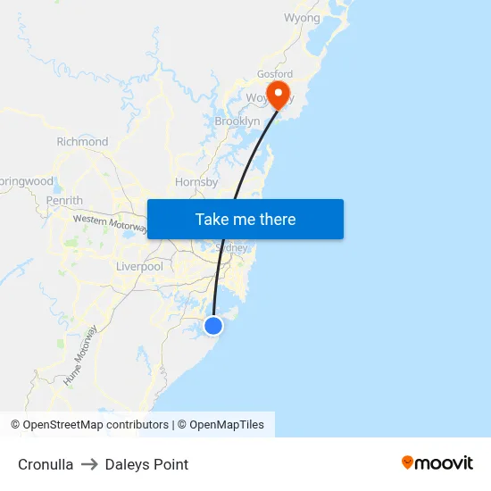 Cronulla to Daleys Point map