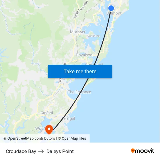 Croudace Bay to Daleys Point map