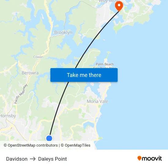 Davidson to Daleys Point map