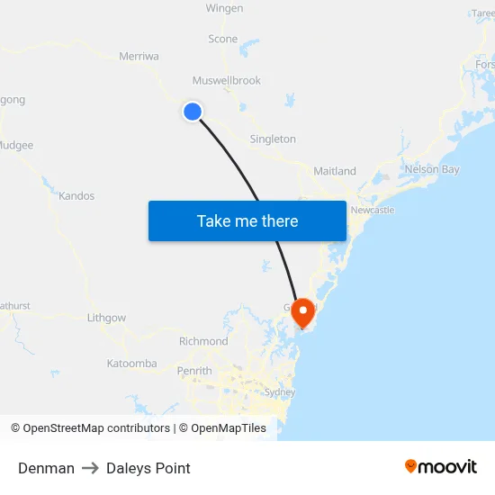 Denman to Daleys Point map