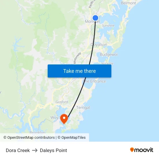 Dora Creek to Daleys Point map