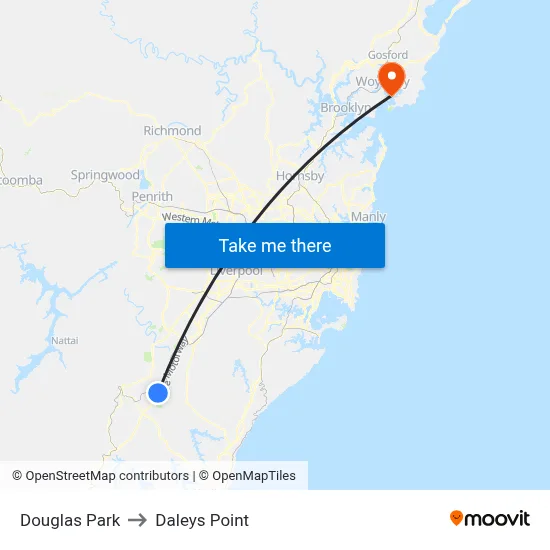 Douglas Park to Daleys Point map