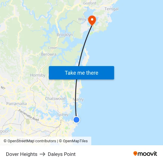 Dover Heights to Daleys Point map