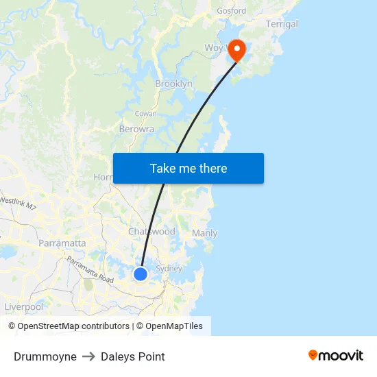 Drummoyne to Daleys Point map