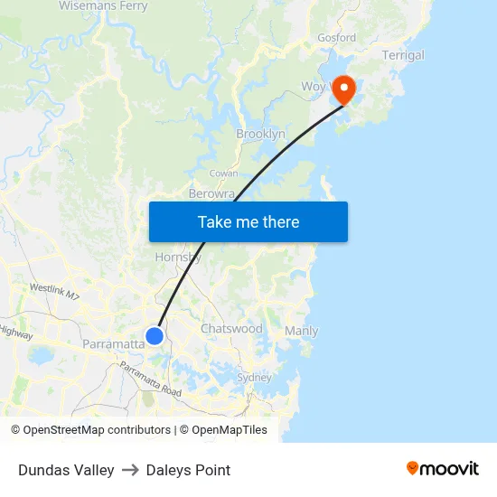 Dundas Valley to Daleys Point map