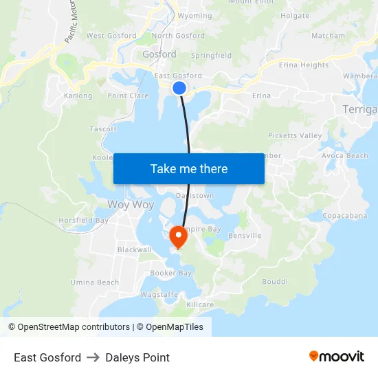 East Gosford to Daleys Point map