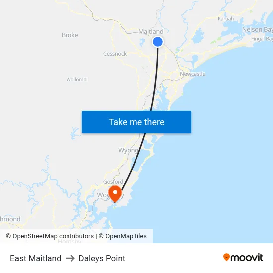 East Maitland to Daleys Point map