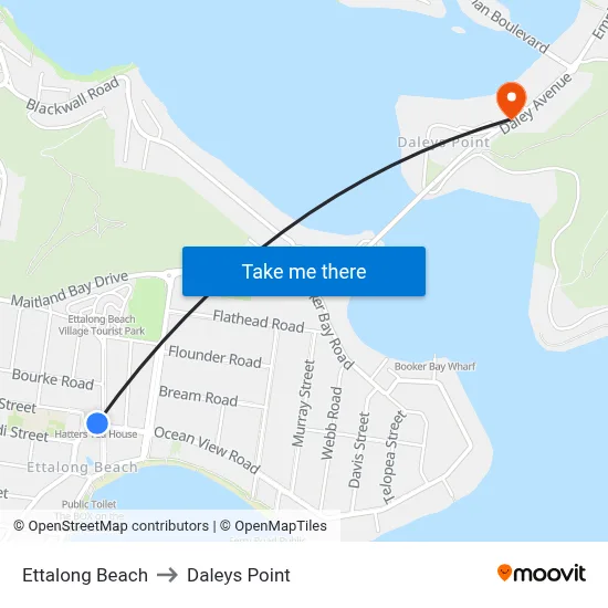 Ettalong Beach to Daleys Point map