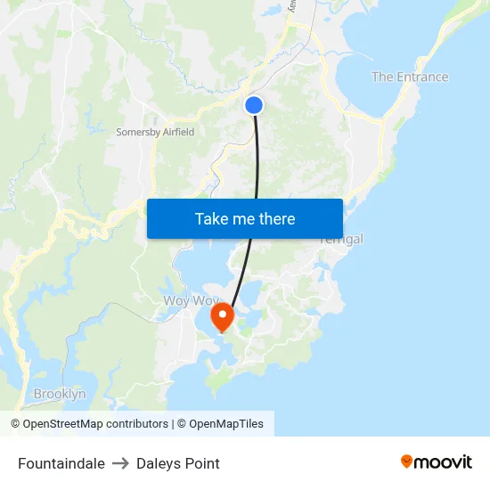 Fountaindale to Daleys Point map