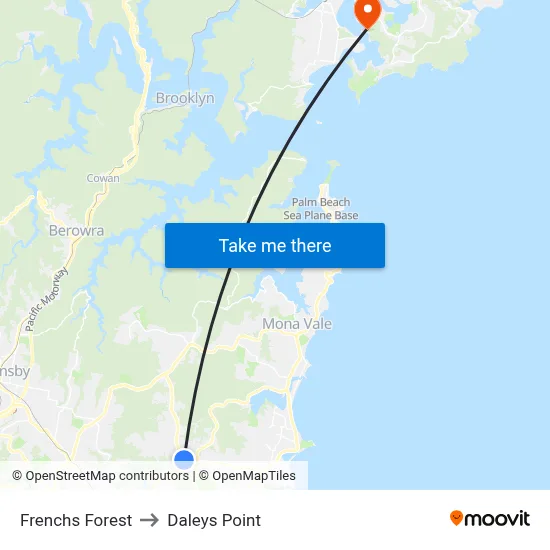Frenchs Forest to Daleys Point map