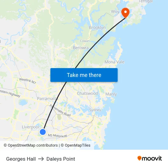 Georges Hall to Daleys Point map