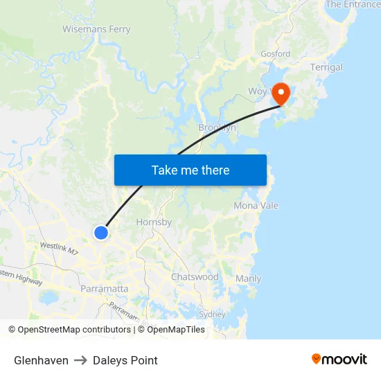 Glenhaven to Daleys Point map