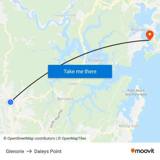 Glenorie to Daleys Point map